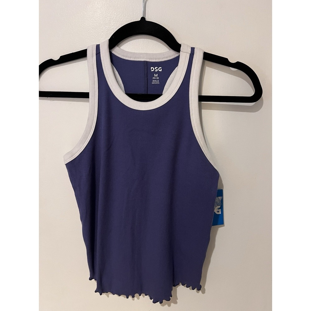 DSG Girls' Cotton‎ Rib Tank Purple Indigo Blue Size Youth Medium Ribbed